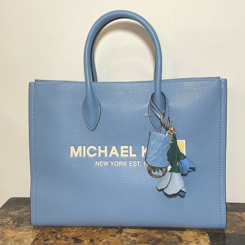2pc 💙 Michael Kors Mirella leather tote bag blue - Picture 1 of 13